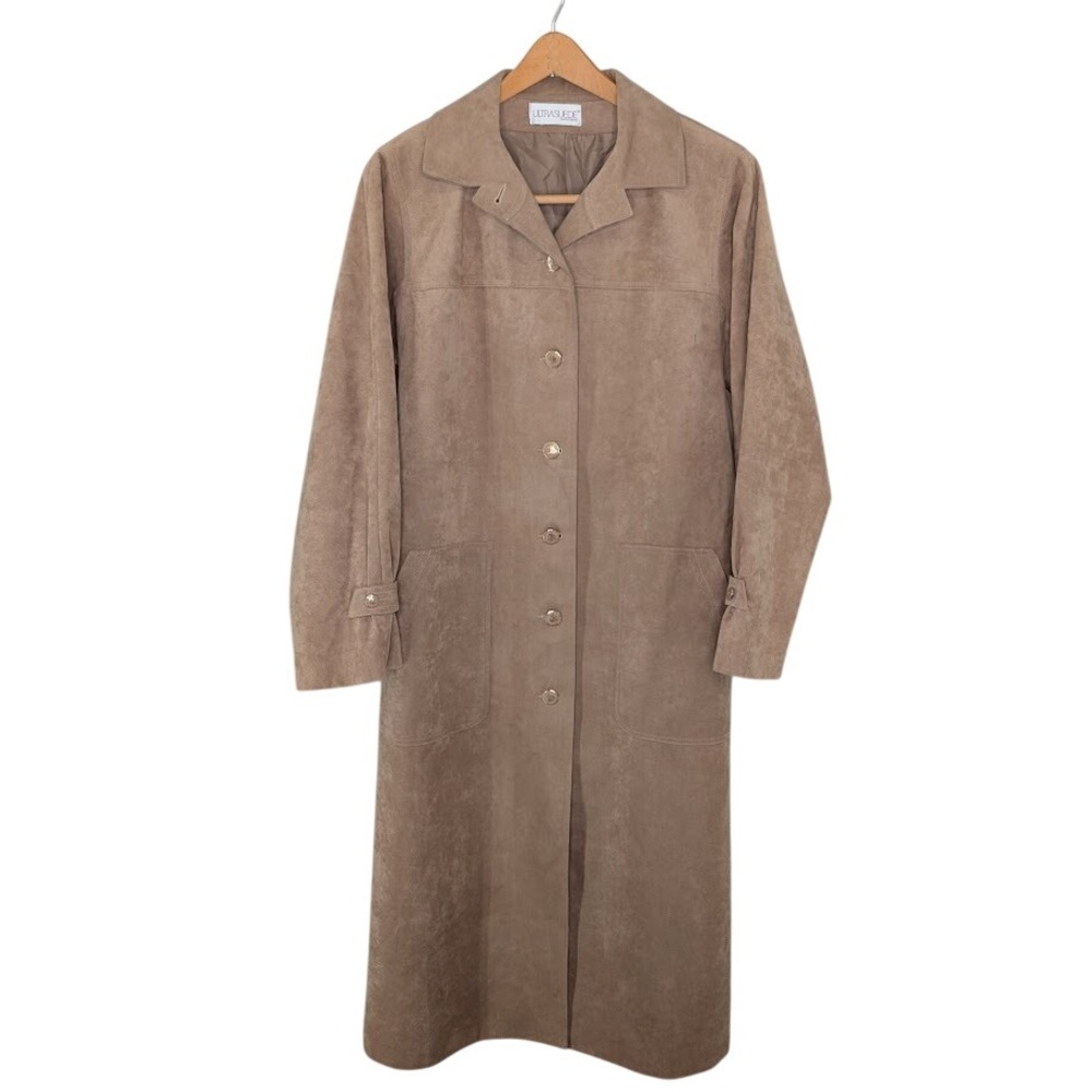 Vintage‎ Count Romi Ultrasuede Camel Duster Coat Women's 14 Faux Suede Long